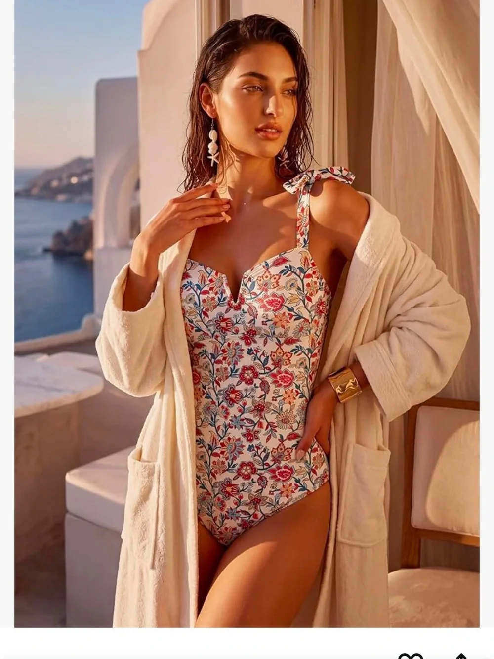 Aleumdr Women's One Piece Swimsuit Tummy Control V Neck Swimwear